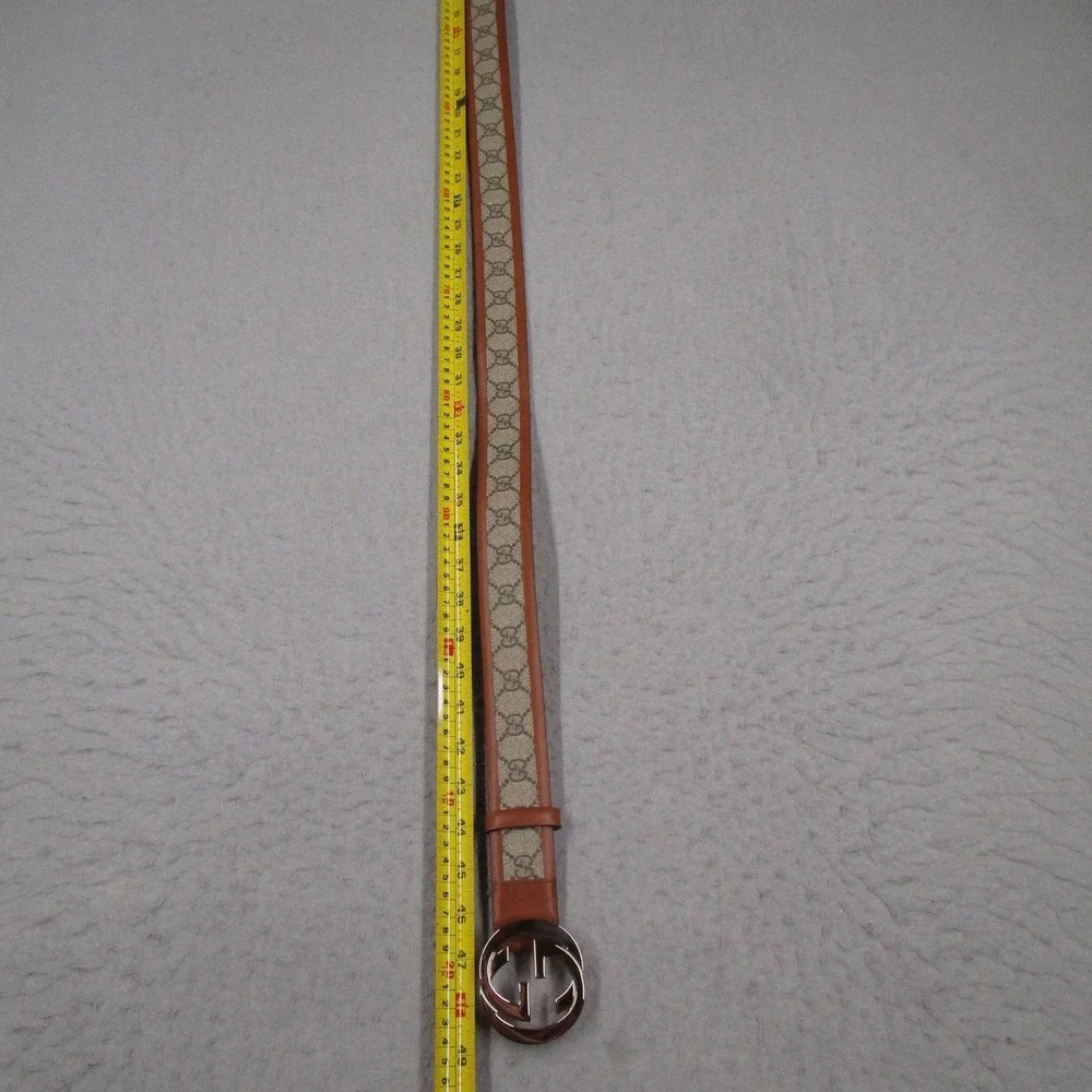 Gucci Interlocking G Belt GG Supreme Canvas Brown Leather 142930 Size 110/44